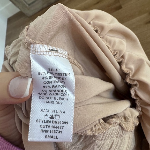 Blue Blush Tan Strapless Jumpsuit with Self-Tie Waist - Picture 5 of 6